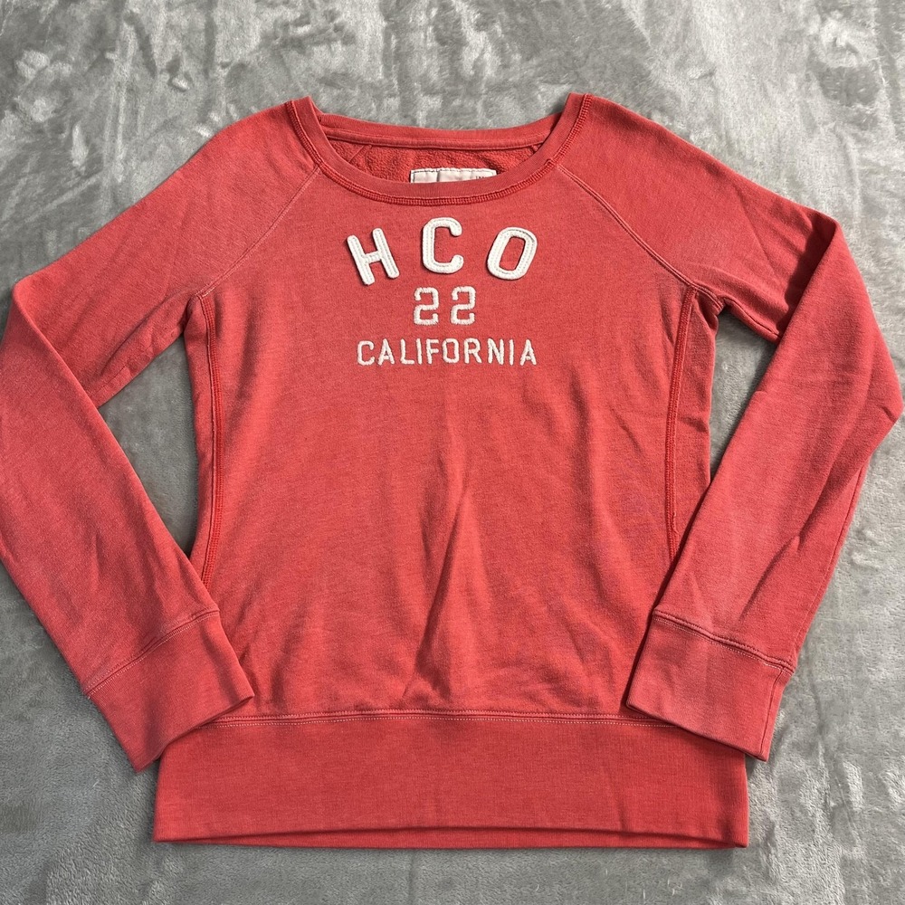 Hollister Sweatshirt Juniors L Red HCO 22 California Fleece Raglan Pullover Y2K